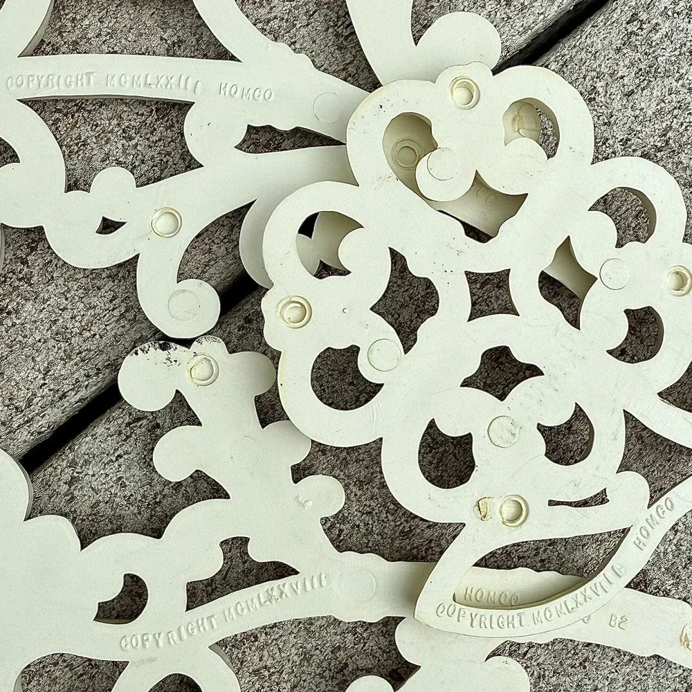 Cream Ornamental Wall Hook and Mirror Set - Decorative Floral Accents